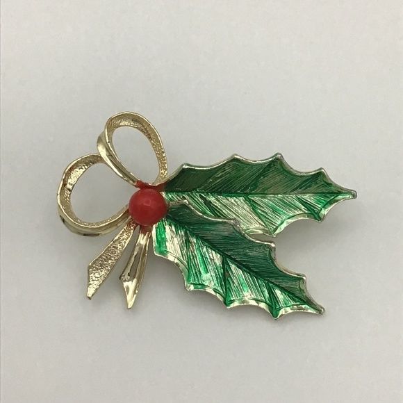 Vintage Signed Gerry's Holiday Holly Winter Brooch Pin - Picture 10 of 13